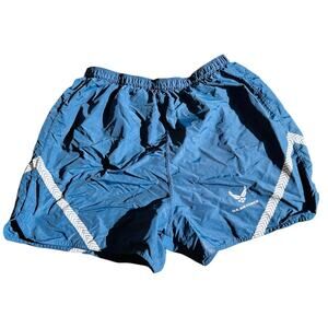 🔵 USAF Air Force PT Shorts Vintage Blue Nylon Reflective 90s Military
